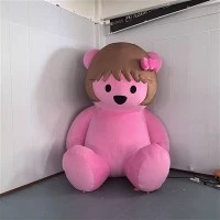 ตุ๊กตาหมีสีชมพูน่ารักพร้อมโบว์